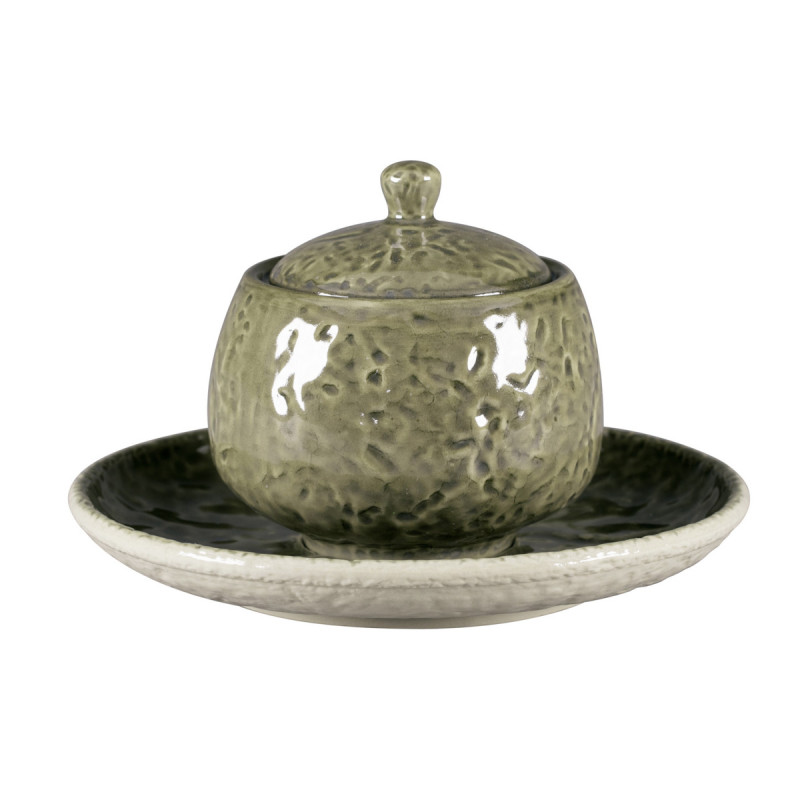Sucrier avec couvercle rond steel porcelaine vitrifiée 25 cl Ø 8,8 cm Krush Rak