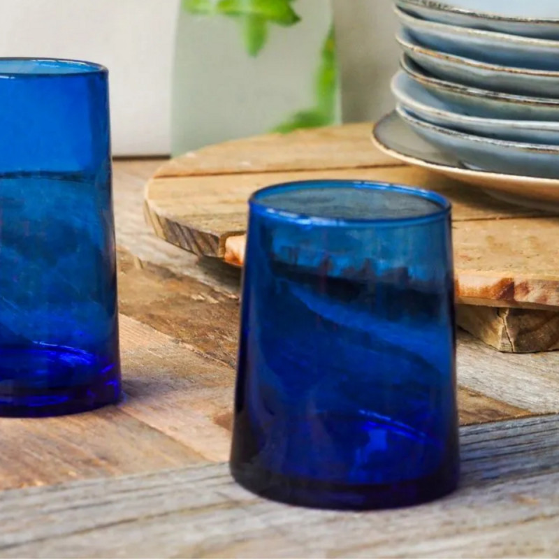 Gobelet forme basse bleu verre recyclé 25 cl Lily Pro.mundi
