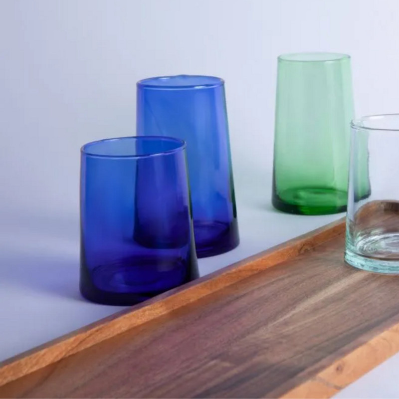 Gobelet forme basse bleu verre recyclé 25 cl Lily Pro.mundi