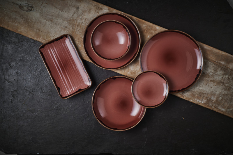 Assiette organique prune porcelaine vitrifiée 35x16 cm Harvest Dudson