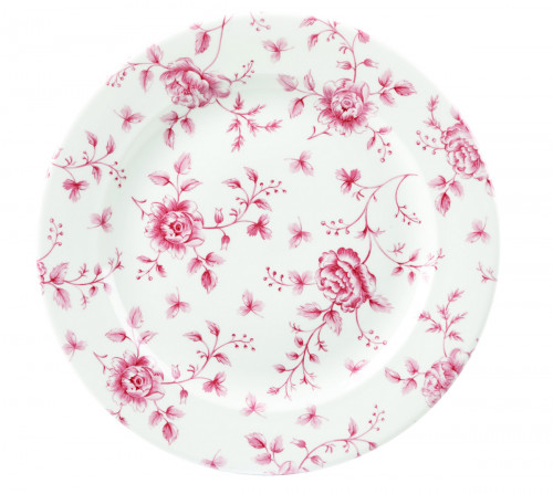 Assiette plate rond Rose Chintz Cranberry porcelaine vitrifiée Ø 27,6 cm Vintage Prints Rose Chintz Churchill
