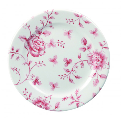 Assiette plate rond Rose Chintz Cranberry porcelaine vitrifiée Ø 17 cm Vintage Prints Rose Chintz Churchill