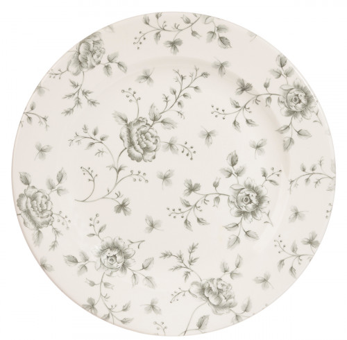 Assiette plate rond Rose Chintz Gris porcelaine vitrifiée Ø 30,5 cm Vintage Prints Rose Chintz Churchill