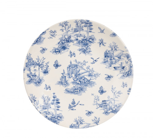 Assiette plate rond Toile Prague Blue porcelaine vitrifiée Ø 21 cm Vintage Prints Toile Churchill