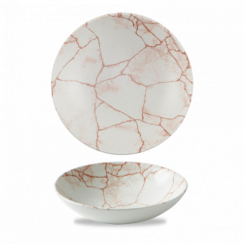 Assiette coupe creuse rond orange porcelaine vitrifiée Ø 18,2 cm Kintsugi Corail Churchill