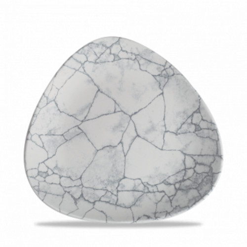 Assiette coupe plate triangulaire gris porcelaine vitrifiée Ø 19,2 cm 19,2x19,2 cm Kintsugi Pearl Grey Churchill