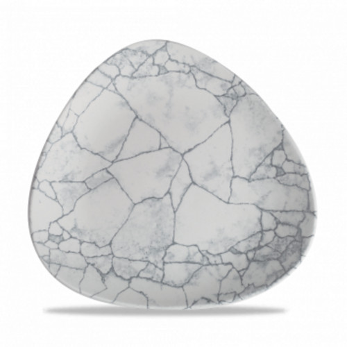 Assiette coupe plate triangulaire gris porcelaine vitrifiée Ø 22,9 cm 22,9x22,9 cm Kintsugi Pearl Grey Churchill