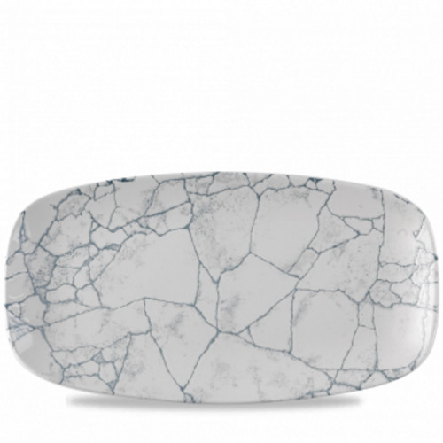 Assiette coupe plate rectangulaire gris porcelaine vitrifiée 29,8x15,5 cm Kintsugi Pearl Grey Churchill