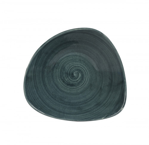 Assiette plate triangulaire Rustic Teal porcelaine vitrifiée 22,9x22,9 cm Stonecast Patina Churchill