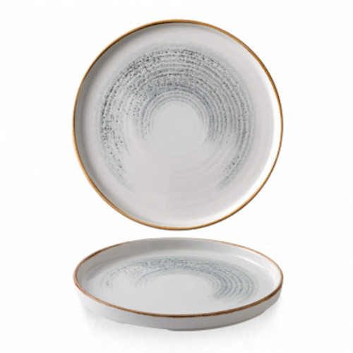 Assiette à bord droit rond gris porcelaine vitrifiée Ø 21 cm Stonecast Churchill