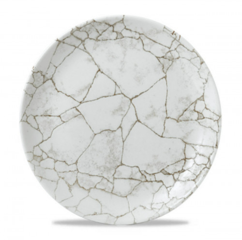Assiette à bord droit rond marron porcelaine vitrifiée Ø 21 cm Kintsugi Agate Grey Churchill
