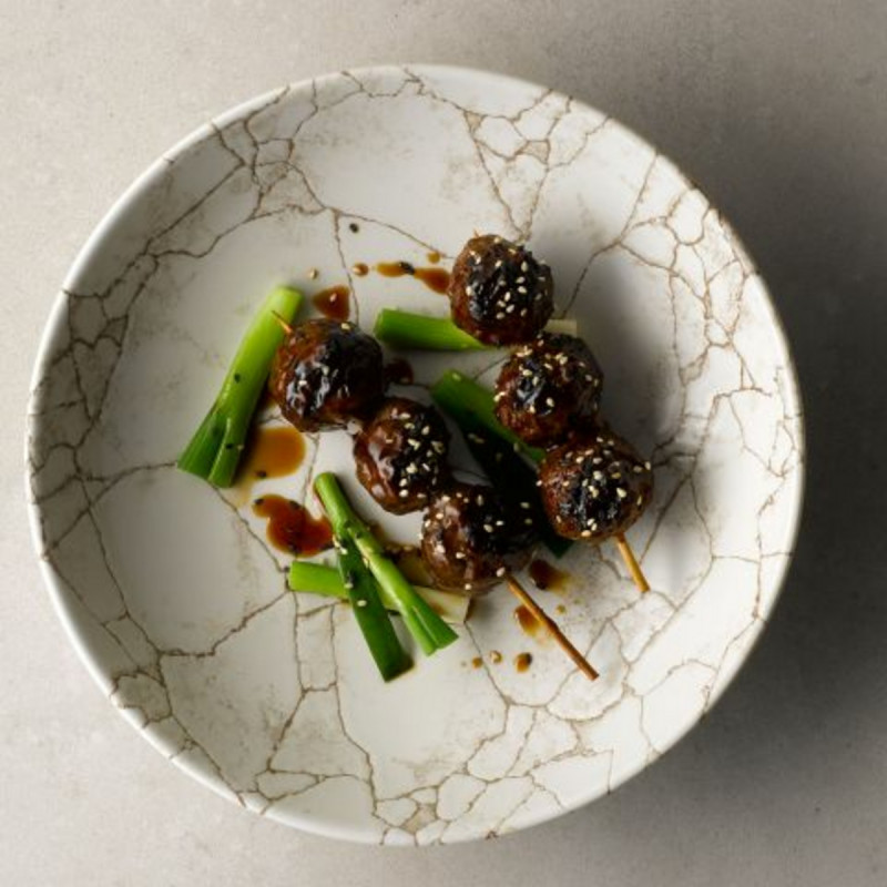 Assiette à bord droit rond marron porcelaine vitrifiée Ø 21 cm Kintsugi Agate Grey Churchill