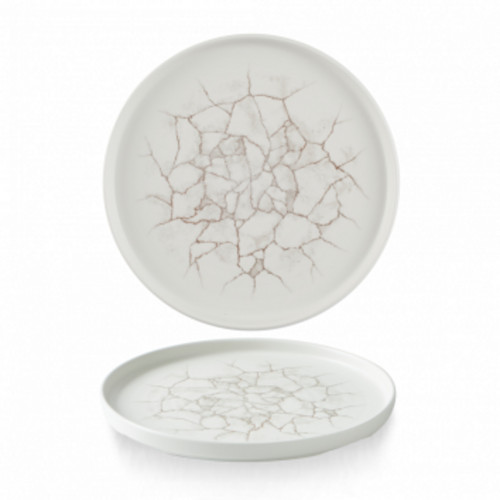 Assiette à bord droit rond marron porcelaine vitrifiée Ø 26 cm Kintsugi Agate Grey Churchill