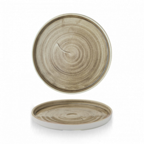Assiette à bord droit rond antic taupe porcelaine vitrifiée Ø 21 cm Stonecast Patina Churchill