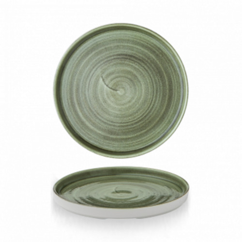 Assiette à bord droit rond burnished green porcelaine vitrifiée Ø 21 cm 26,5 cm Stonecast Patina Churchill