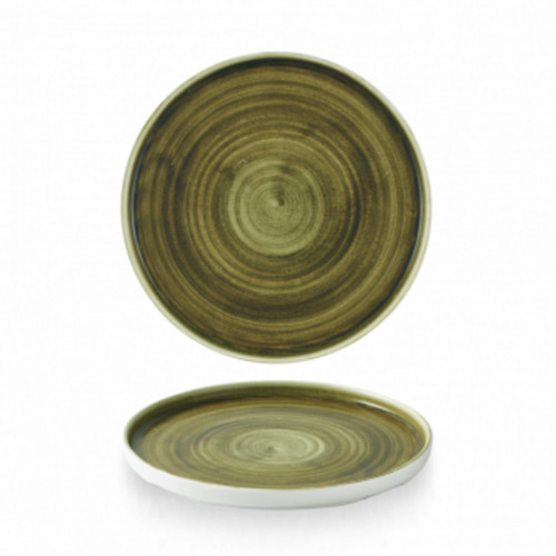 Assiette à bord droit rond olive porcelaine vitrifiée Ø 21 cm Stonecast Plume Churchill