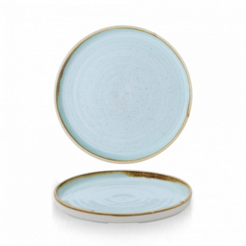 Assiette à bord droit rond bleu porcelaine vitrifiée Ø 21 cm Stonecast Duck Egg Churchill