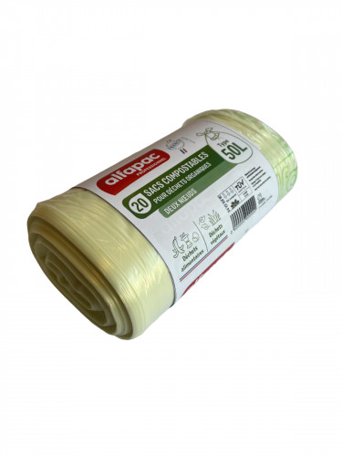 Sac à déchets fécule de pomme de terre transparent 50 L (500 pièces)