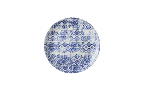 Assiette coupe plate rond bleu porcelaine vitrifiée Ø 26 cm Porto Dudson