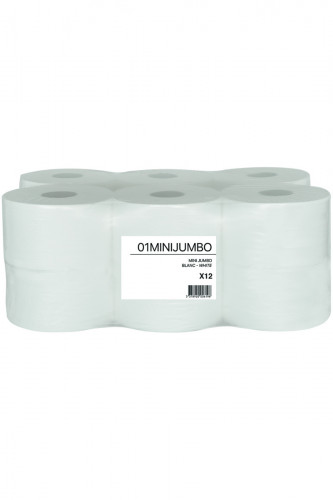 Bobine papier hygiénique blanc ouate de cellulose Ø 19 cm (12 pièces)