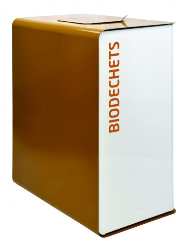 Borne de tri sélectif biodéchets 2 x 20L acier 40 L blanc Cubatri Rossignol