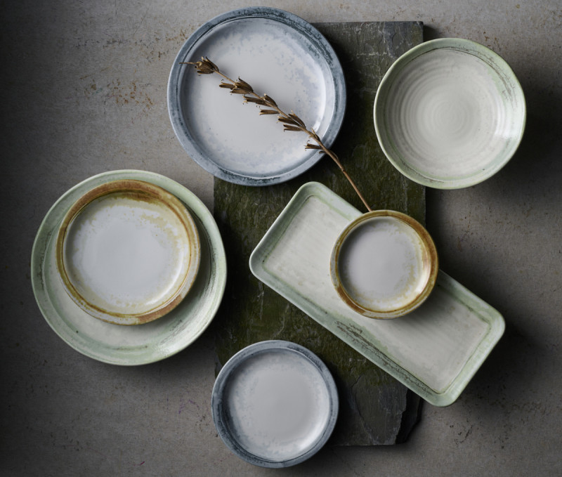 Assiette plate organique vert porcelaine vitrifiée Ø 27 cm Finca Flint Dudson