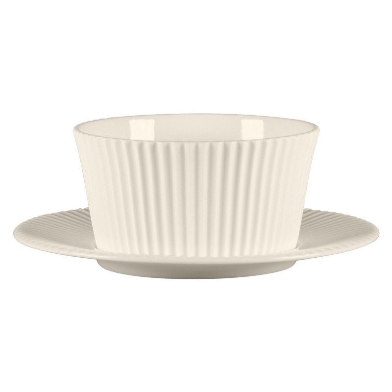 Sous tasse à bouillon rond blanc porcelaine bone china Ø 32 cm Spectra Rak