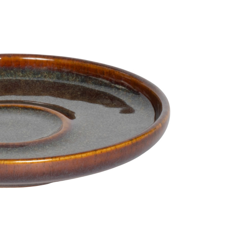 Sous tasse expresso rond Marron Bleu grès émaillé Ø 12 cm Amber Accolade