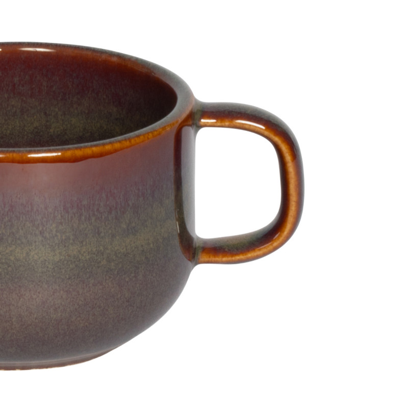 Tasse à thé rond Marron Bleu grès émaillé 21 cl Ø 8,5 cm Amber Accolade