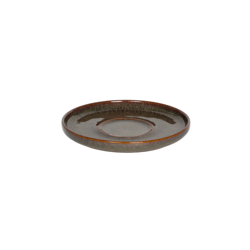 Sous tasse à thé rond Marron Bleu grès émaillé Ø 14 cm Amber Accolade