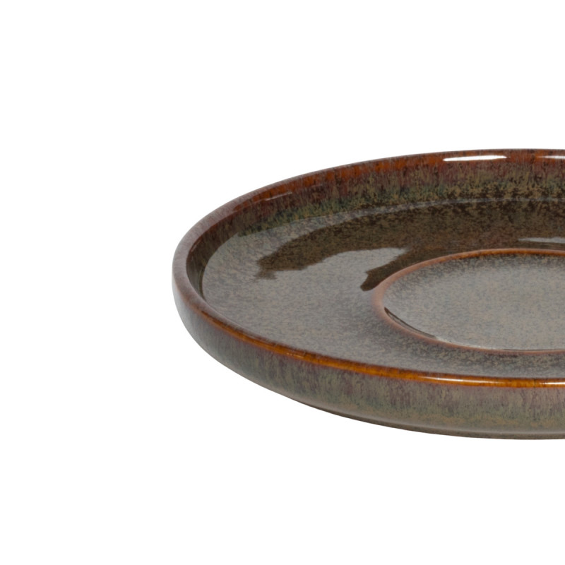 Sous tasse à thé rond Marron Bleu grès émaillé Ø 14 cm Amber Accolade