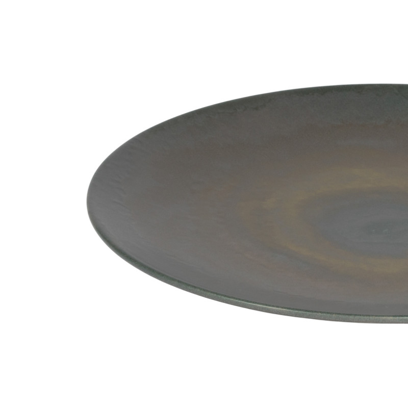 Assiette coupe rond gris brun grès émaillé Ø 27 cm Enigma Accolade