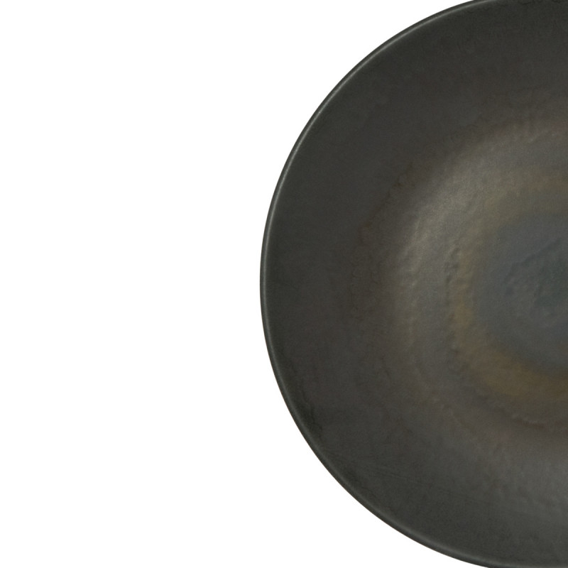 Assiette coupe rond gris brun grès émaillé Ø 21 cm Enigma Accolade