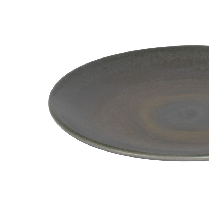 Assiette coupe rond gris brun grès émaillé Ø 17 cm Enigma Accolade