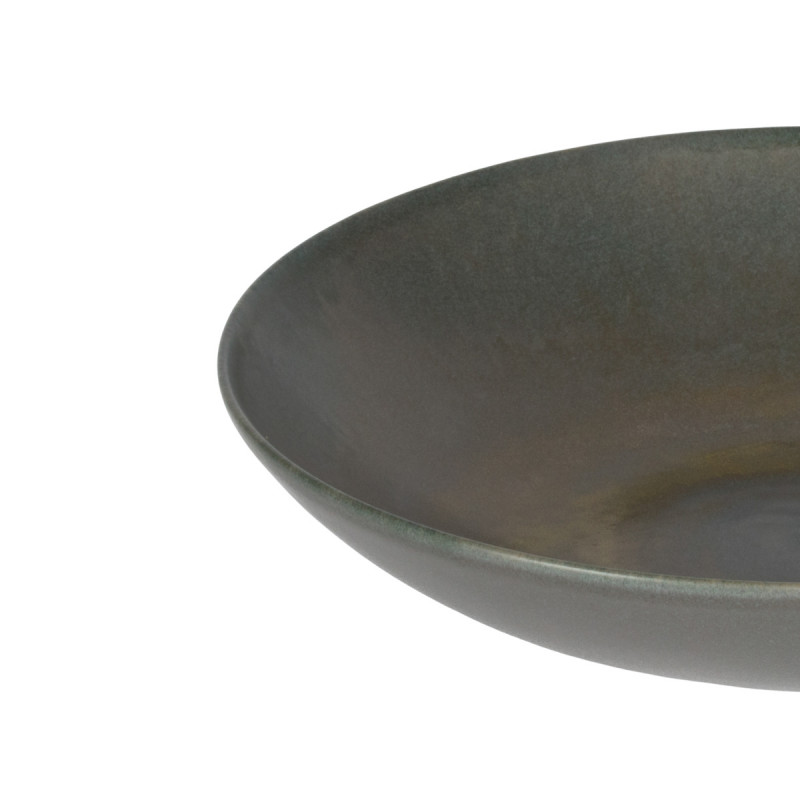 Assiette coupe creuse rond gris brun grès émaillé Ø 22 cm Enigma Accolade