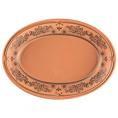 Assiette plate ovale Tero Décor Alexandria porcelaine 26x18,6 cm Earth Rak