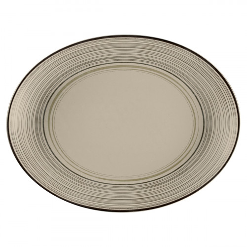Plat ovale Argila Décor Larissa porcelaine 36 cm Earth Rak