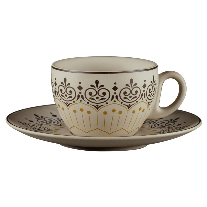 Tasse à thé rond Argila Décor Cartagena porcelaine 23 cl Ø 9 cm Earth Rak