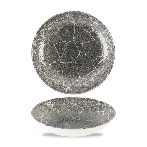 Assiette coupe creuse rond Quartz Black porcelaine vitrifiée Ø 18,2 cm Kintsugi Reverse Churchill