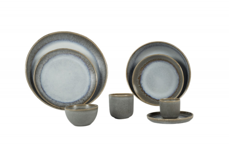Assiette coupe plate rond bleu glacier grès émaillé Ø 21 cm Snow Pro.mundi