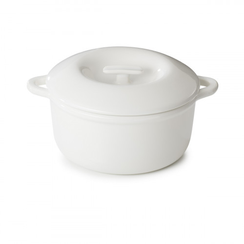 Cocotte avec couvercle rond Blanc albâtre porcelaine culinaire Ø 26 cm Bombance Revol