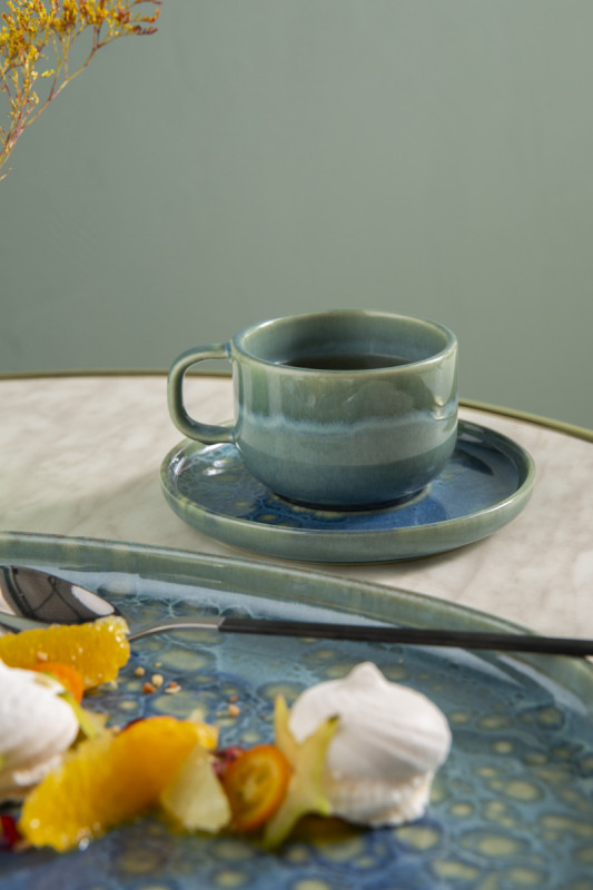 Tasse expresso rond bleu grès émaillé 9 cl Ø 5,5 cm Magic Accolade