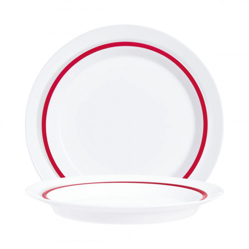 Assiette rond blanc verre opal Ø 19 cm Autonomy Filet Rouge Arcoroc