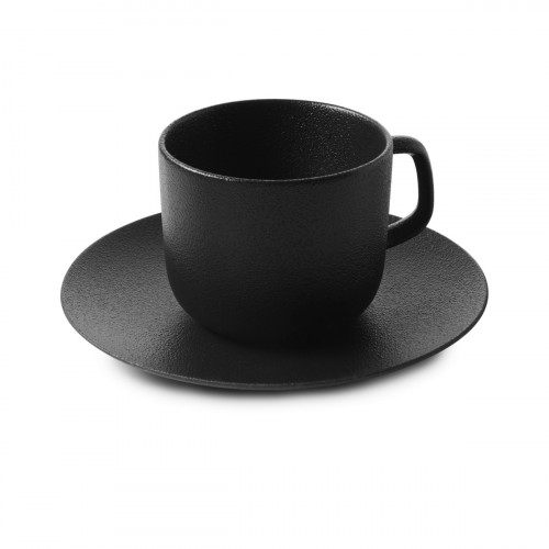 Tasse et sous tasse à thé rond effet fonte porcelaine culinaire 20 cl Ø 16 cm Equinoxe Revol