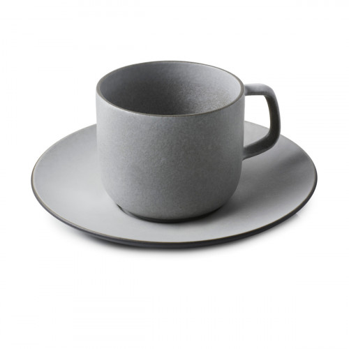 Tasse et sous tasse à thé rond poivre porcelaine culinaire 20 cl Ø 16 cm Equinoxe Revol