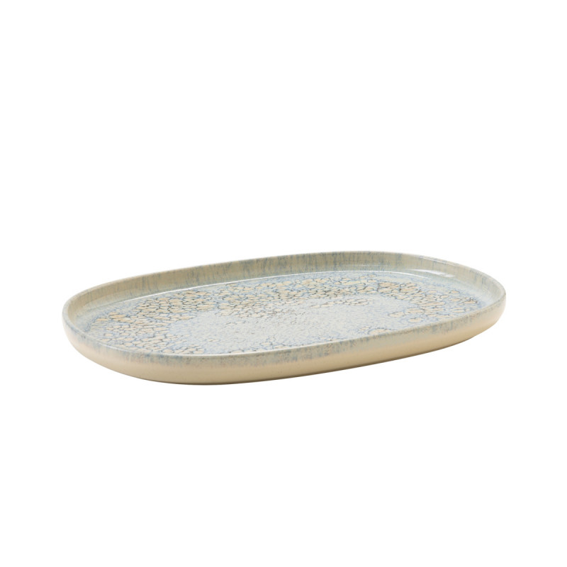 Plateau à bord droit ovale gris grès émaillé 33x22,5 cm Tropic Accolade