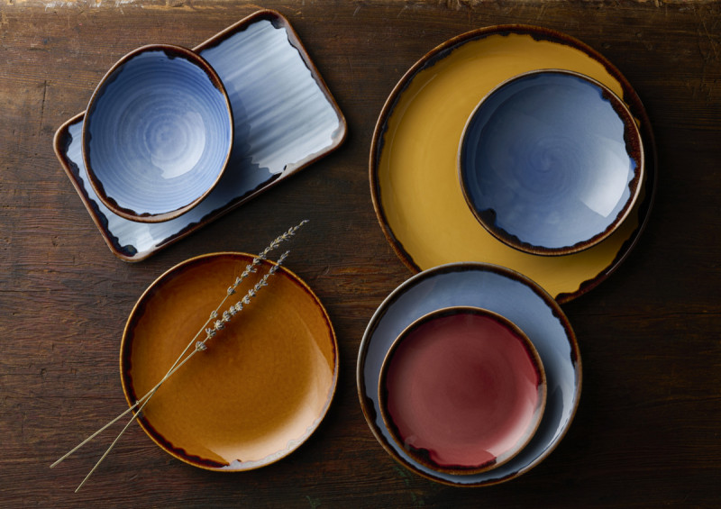 Assiette organique bleu indigo porcelaine vitrifiée 27x16 cm Harvest Dudson