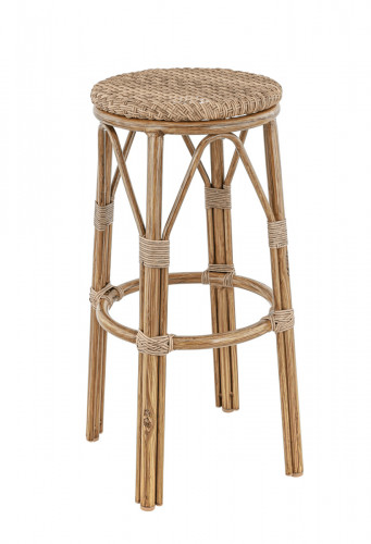 Tabouret de bar de terrasse rotin noisette Ø 36 cm 76 cm Laval Flexmob