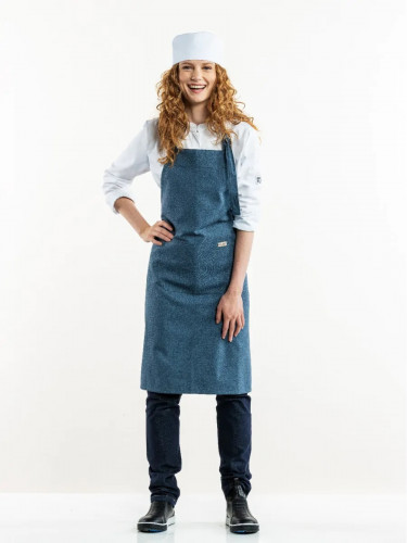 Tablier à bavette recyclé bleu Taille unique Amar Blue Melee Chaud Devant