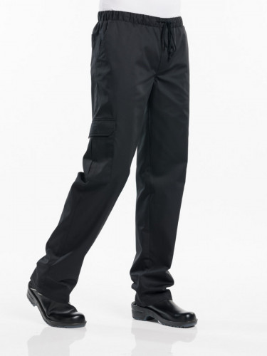 Pantalon de cuisine noir XXXL Baggy Chaud Devant